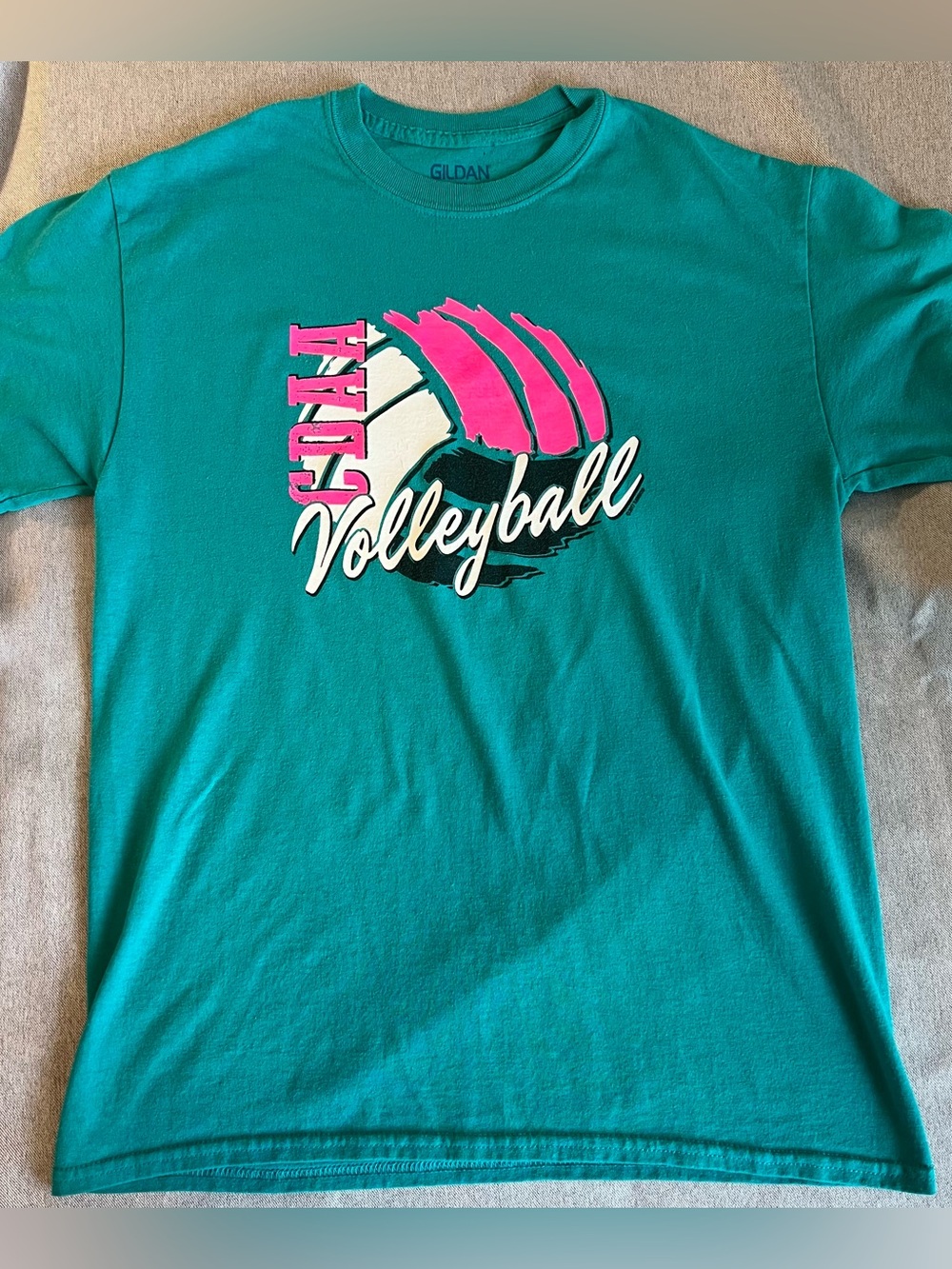 Vintage 90s/Retro Teal Volleyball Graphic T-Shirt | Size Medium | Unisex